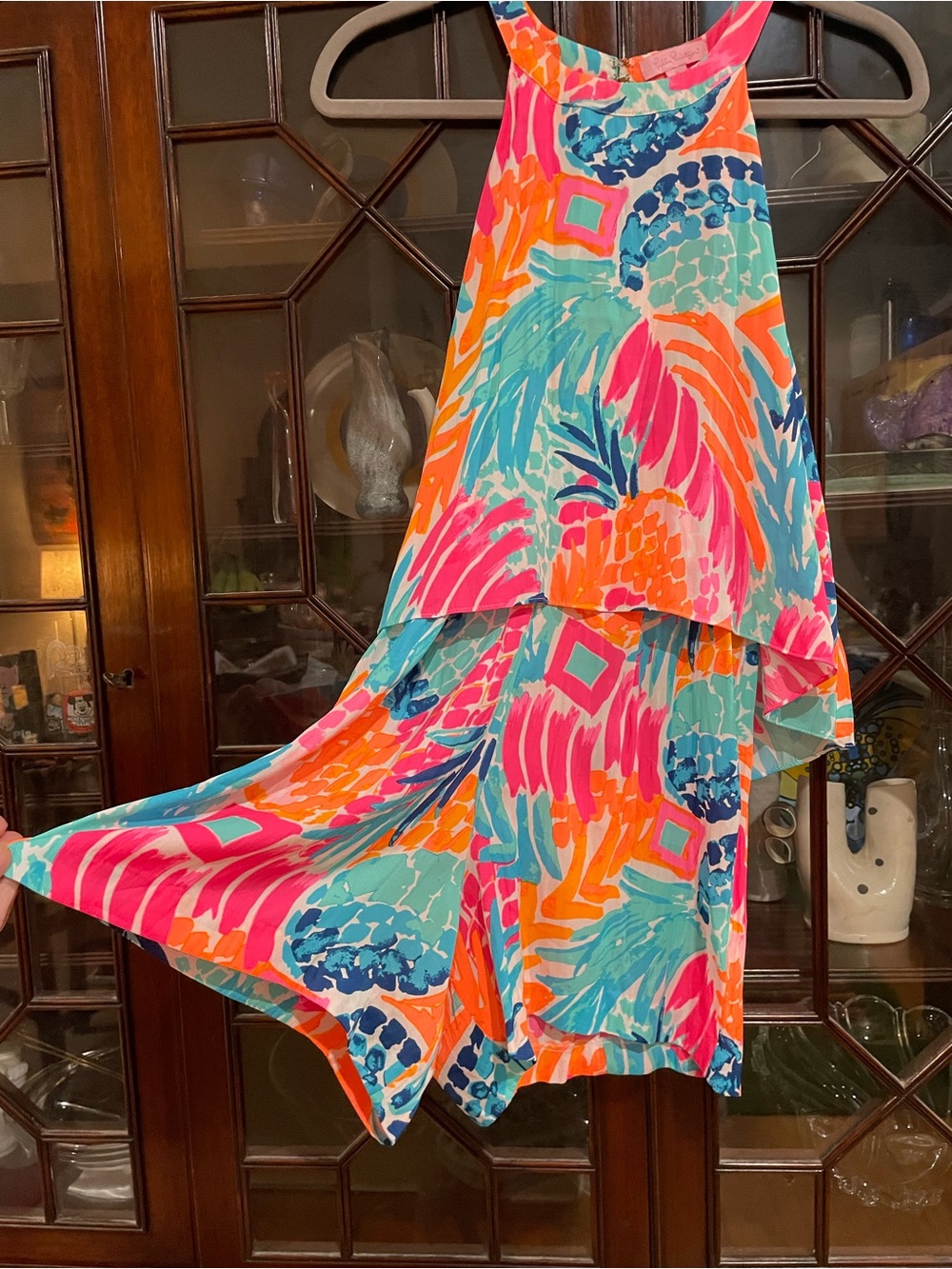 EUC Lilly Pulitzer Multicolor Tropical Print Romper - Pink, Orange, Turquoise